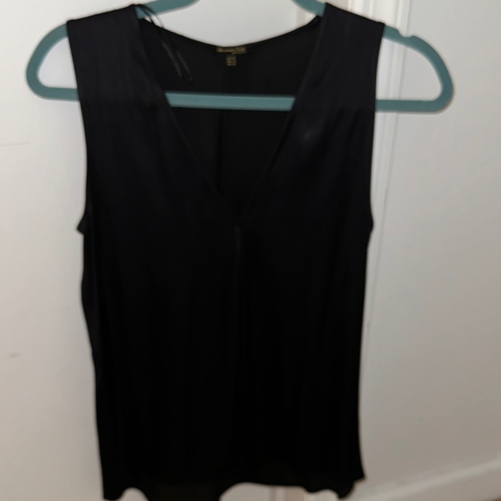 Massimo Dutti Black V-Neck Blouse